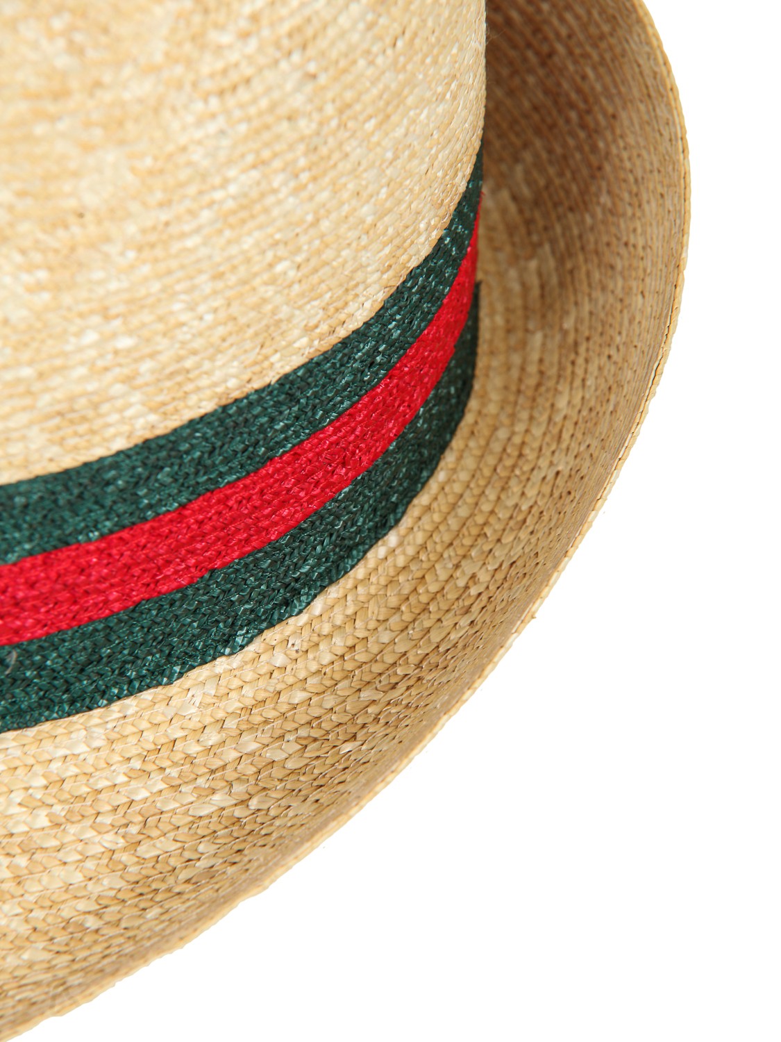 shop GUCCI  Cappello: Gucci cappello in paglia intrecciata a tesa stretta. 
Nastro Web rosso e verde.
Composizione: 100% paglia.
Made in Italy.. 434760 K0M00-9666 number 1982848